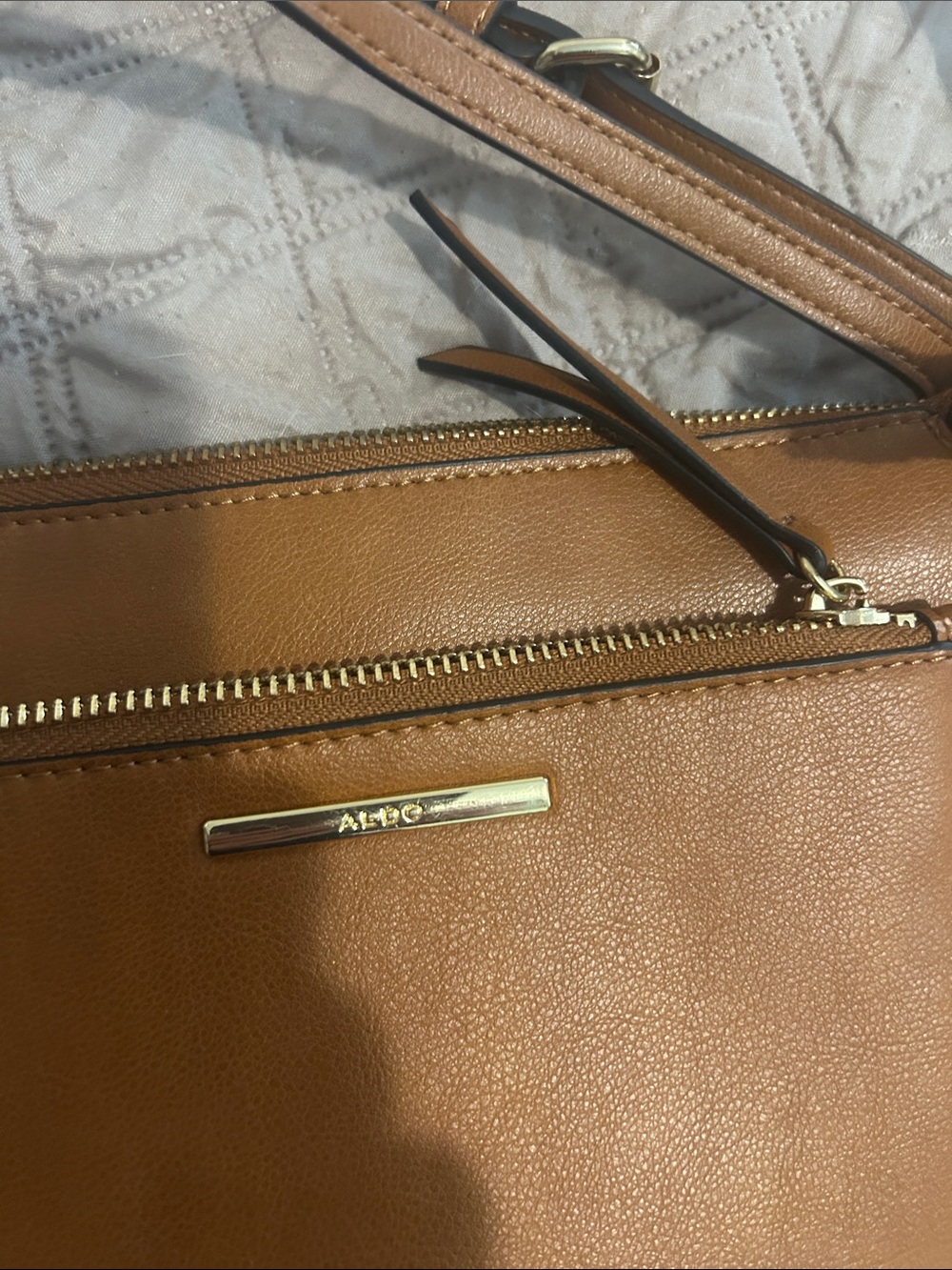 ALDO Cognac Brown Shoulder Bag with Gold Hardware